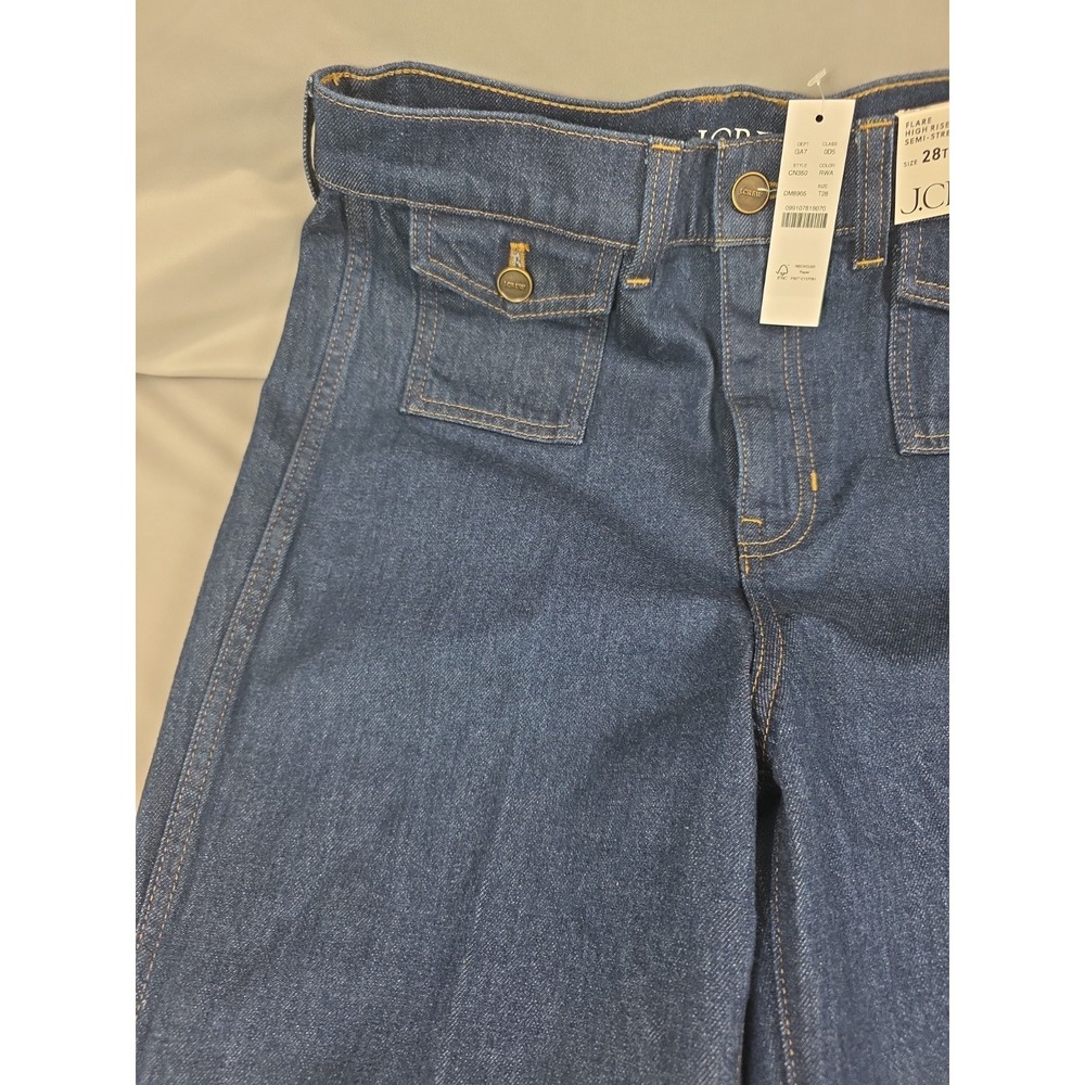 J.Crew Vintage Flare Jean With Flap Pockets CN350 Rinse Wash NWT Women's 28Tall - Picture 2 of 16